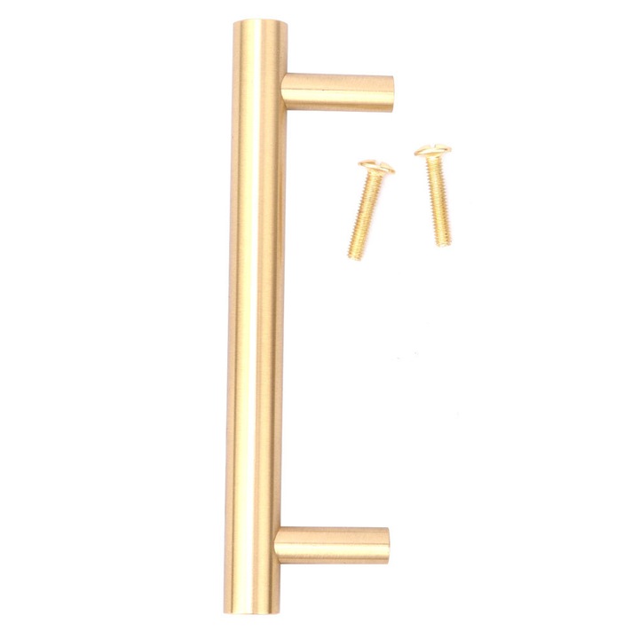 Maner solid din alama, stil nordic, 95x12x35mm, 125x12x35mm, 150x12x35mm, set 1 maner + 2 suruburi