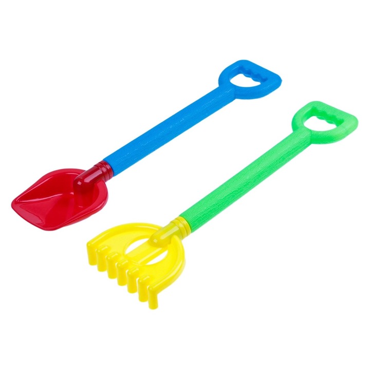 Jucarie Plaja Set Grebla & Lopatica Colorate 34cm - 2buc