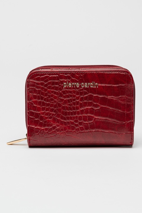 Pierre Cardin, Портмоне с шагрен и лого, Тъмночервен