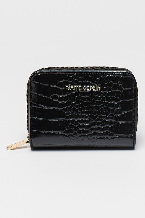 Pierre Cardin, Портмоне с шагрен и лого, Черен