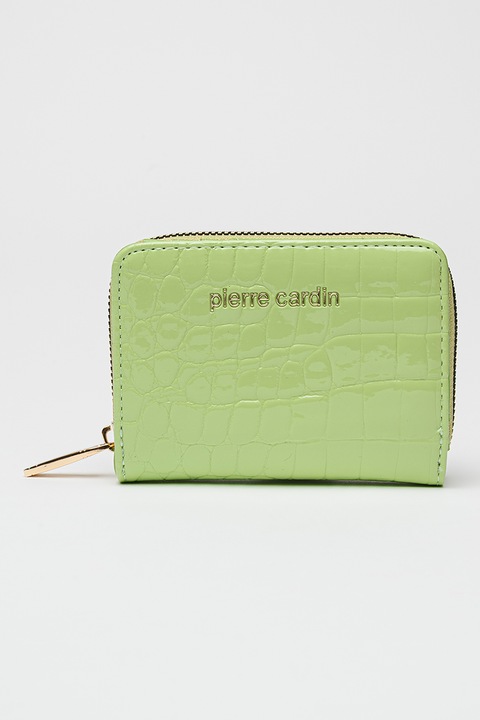 Pierre Cardin, Портмоне с шагрен и цип, Бледозелен