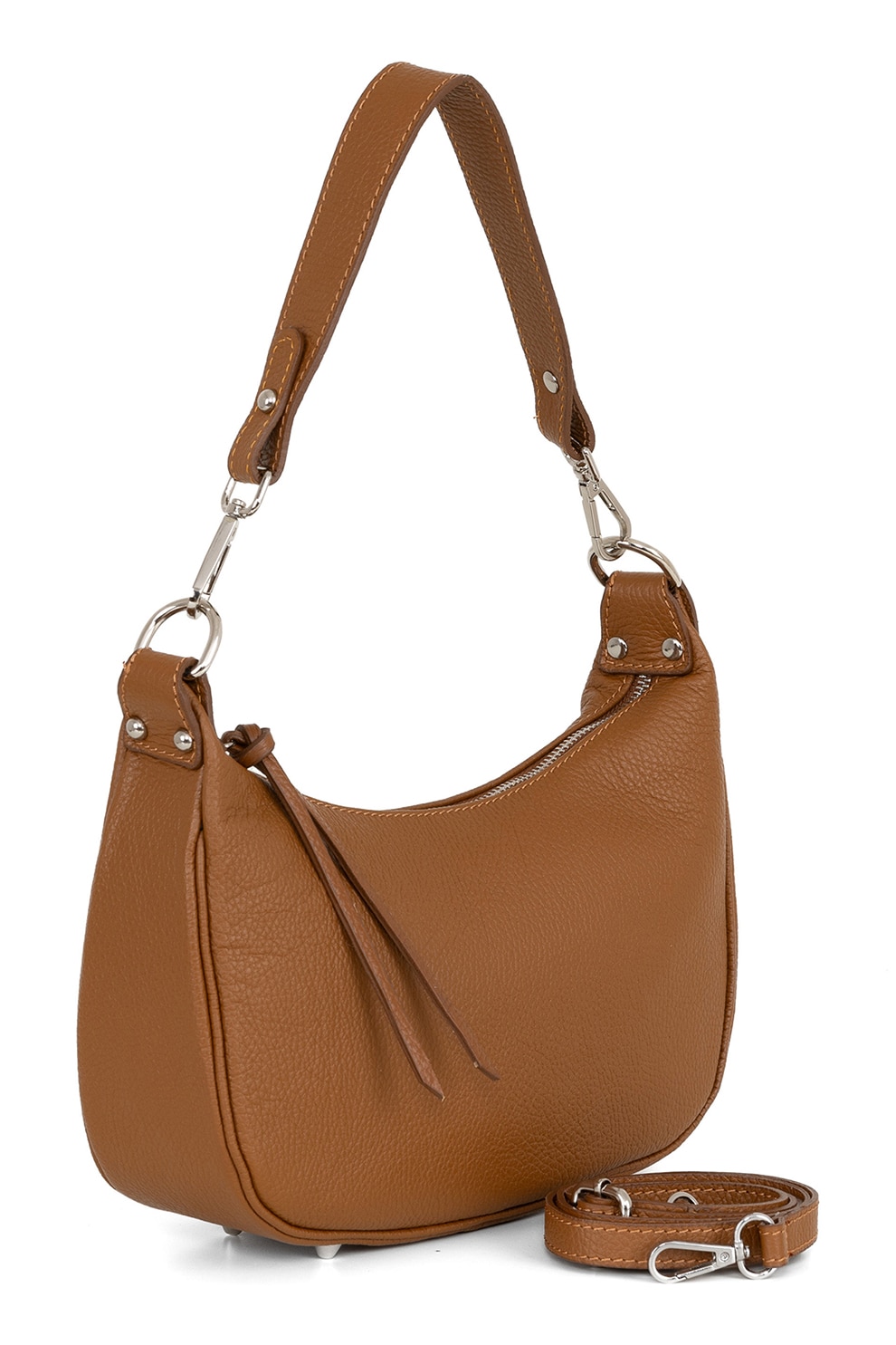 Lia Biassoni, Geanta din piele cu bareta de umar si accesoriu logo