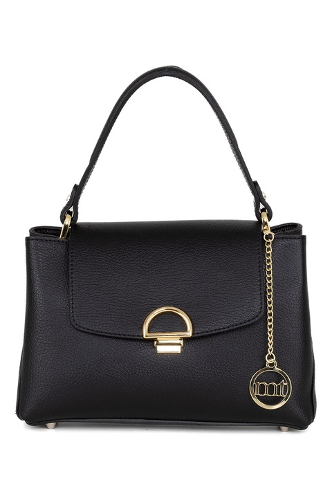 Mia Tomazzi, Geanta din piele cu maner si pandantiv logo, Negru