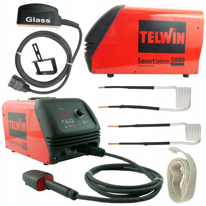 Incalzitor Inductiv, Telwin, 5000, Profesional, Rosu, Set, 1xIncalzitor, 1xmaner Pentru Bobine, 1xBaioneta Rapida, 1xBanda Ceramica ArMata 1M, 2xBobine, 1xSuport De Fixare