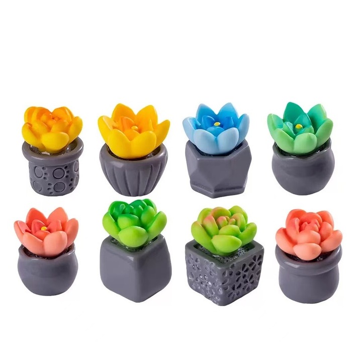 Set 8 Figurine Miniaturale, Plante Mini, Ornamente Decorative, Accesorii DIY, Ornamente din Rasina, Decoratiuni pentru Gradina