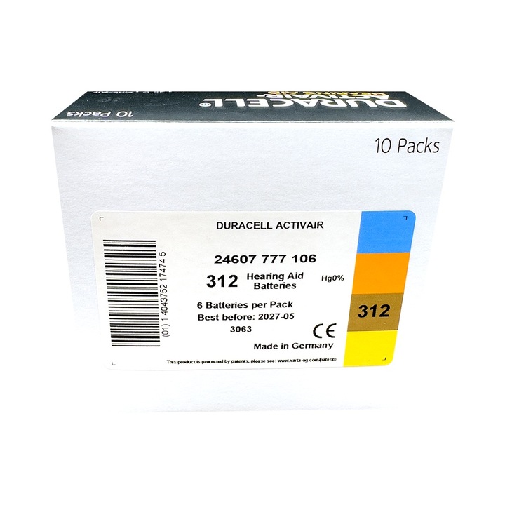 Baterii Duracell DA 312 - 1cutiex10blx6 buc