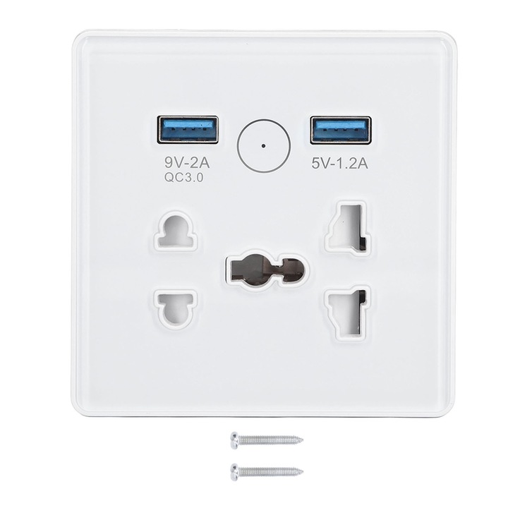 Priza inteligenta multifunctionala, control vocal, control prin aplicatie, 100-240V, alb