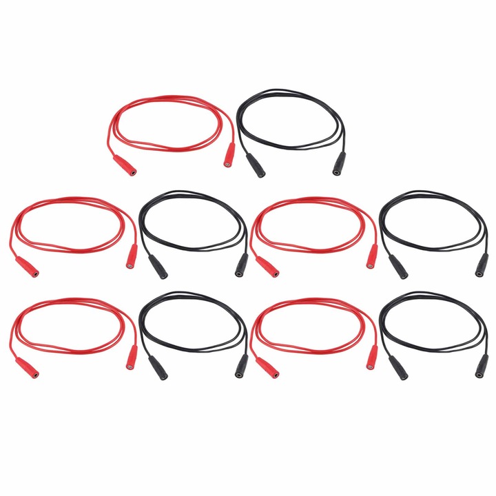 Set 5 cabluri de testare banana, Enforose, 15A 1000V, rosu si negru, 0,44mm x 2mm