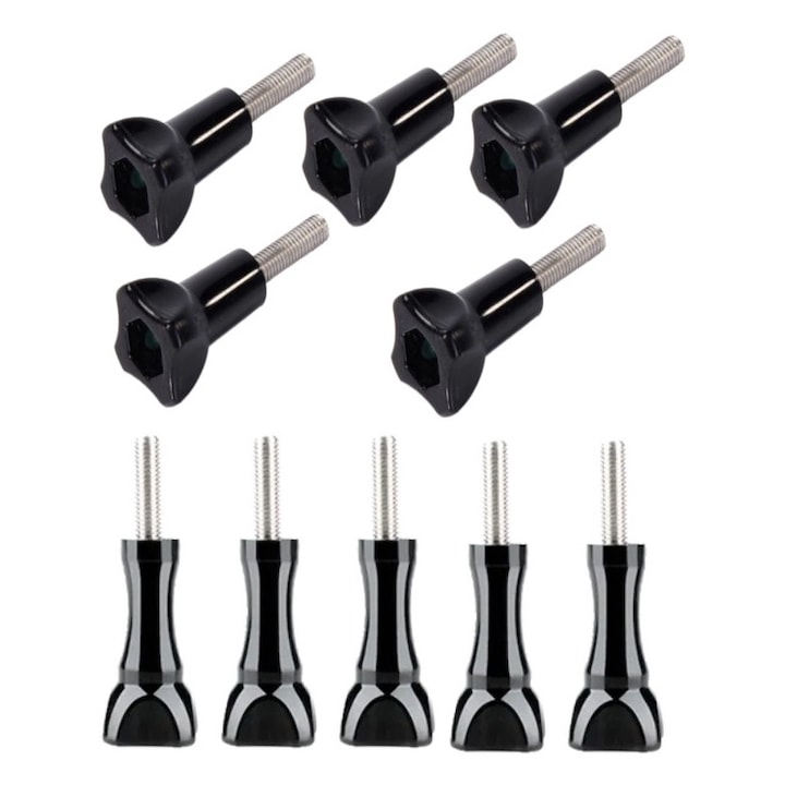 Дълъг и къс пластмасов винт 5+5 бр., съвместим със спортни видеокамери Gopro Hero 1 2 3 + 4 5 6 7 8 9 10 11 12 Session Mini Max, insta 360 one x 1 2 3, DJI Action 1 2 3, универсален