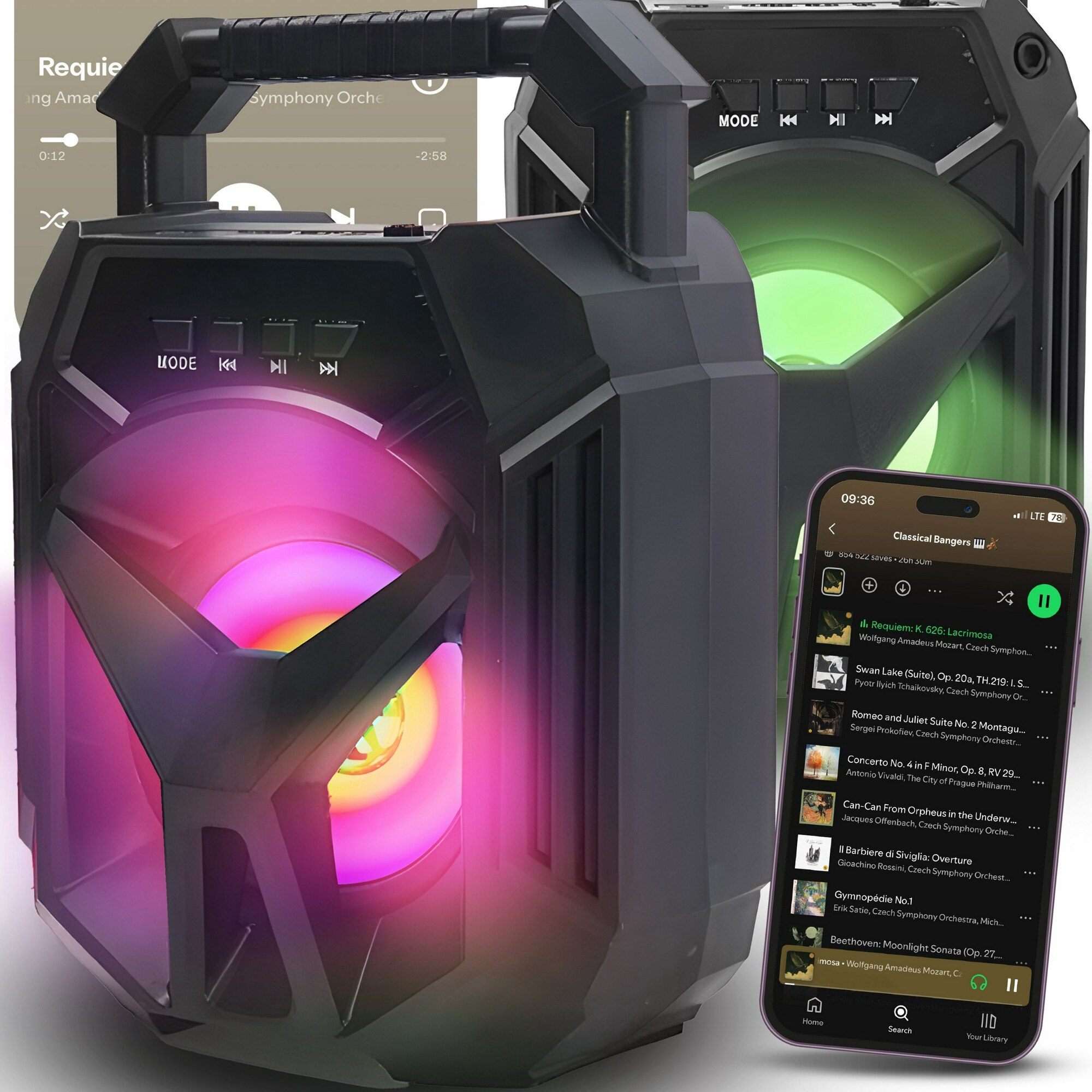 Boxa Portabila Retoo HomeSmart, Boombox, 400W, RGB LED, Cu Baterie ...