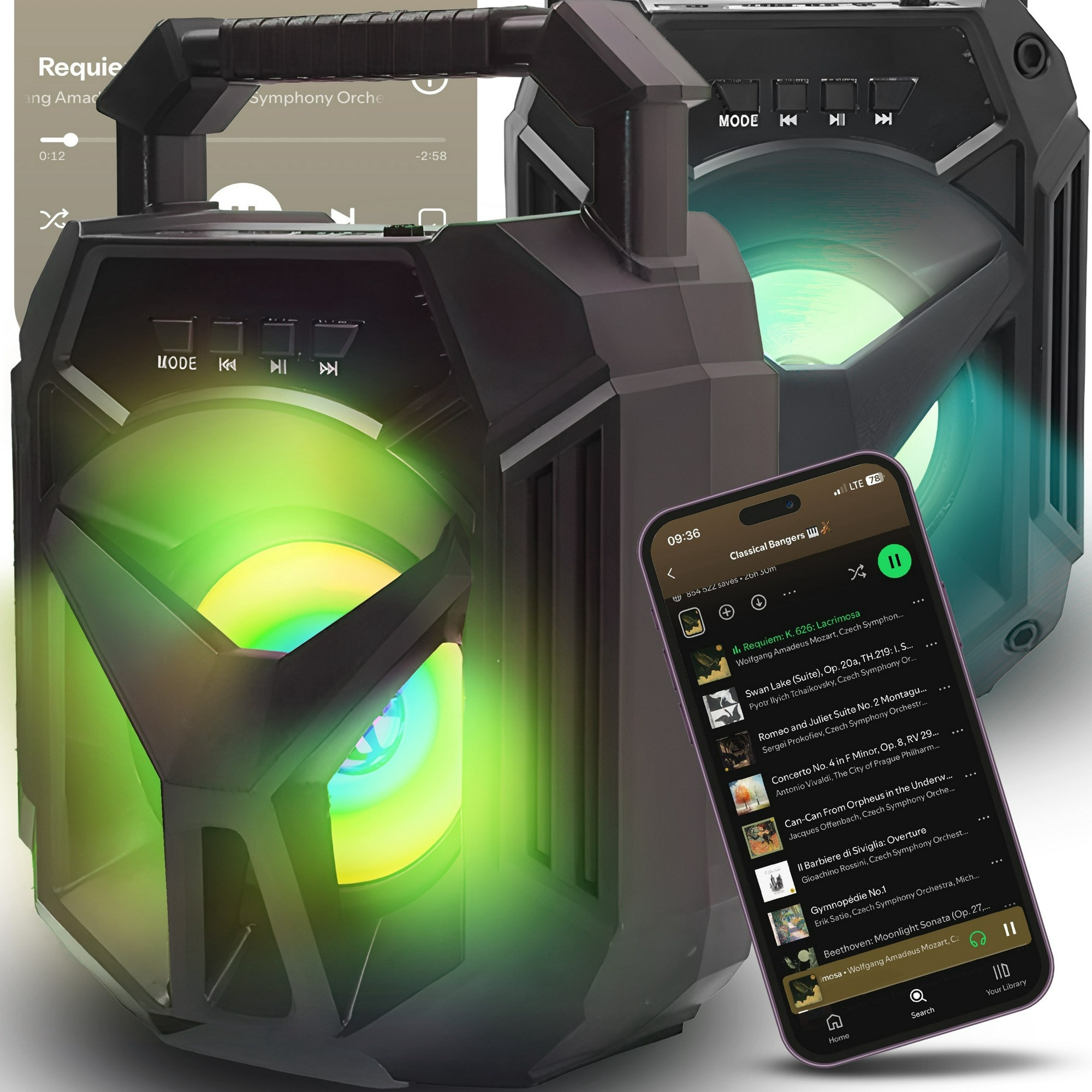 Boxa Portabila Retoo HomeSmart, Boombox, 400W, RGB LED, Cu Baterie ...