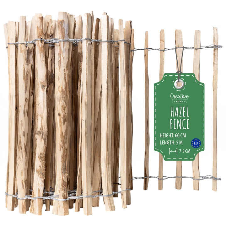 Imprejmuintare din lemn de nuc, Creative Home, 60 cm, 5 m, distanță 7-9 cm, multifuncțională