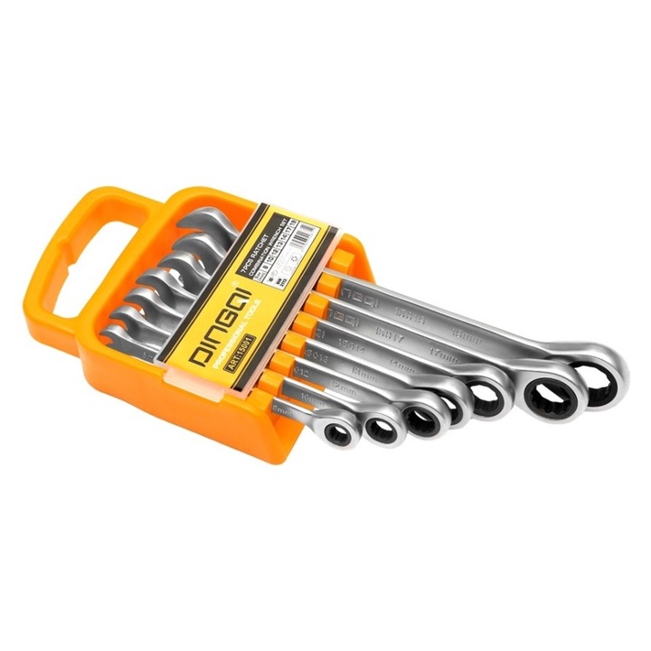 Set 7 chei combinate cu clichet, DINGQI 15001, 8-19 mm