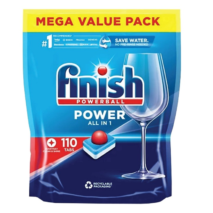Finish Power Всичко в 1 капсули препарат за съдомиялна, 110 измивания