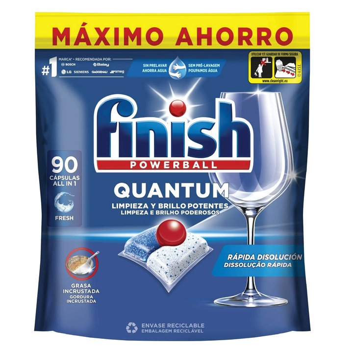 Капсули препарат за съдомиялна Finish Quantum Всичко в 1, 90 измивания