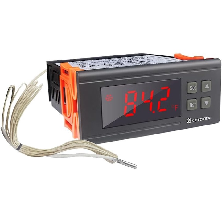 Дигитален термостат KETOTEK, KT8230, температурен контролер 230VAC, 30A, -30~300℃, за отопление и охлаждане, подходящ за инкубатор, ферментатор, оранжерия и терариум