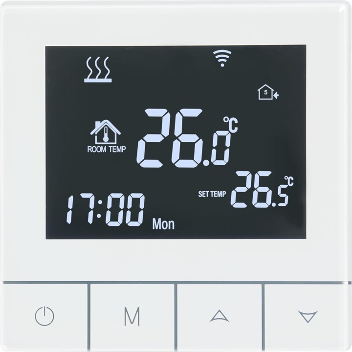 WiFi термостат за газов котел, бойлер и подово отопление Beok, TGT79-WIFI-WPB, Tuya, Alexa и Google съвместим, бял
