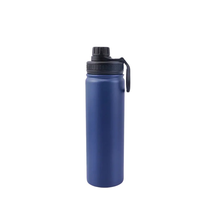 Sticla Thermos albastra din otel inoxidabil, cu capac etans, mentine la rece si la cald - 650 ml