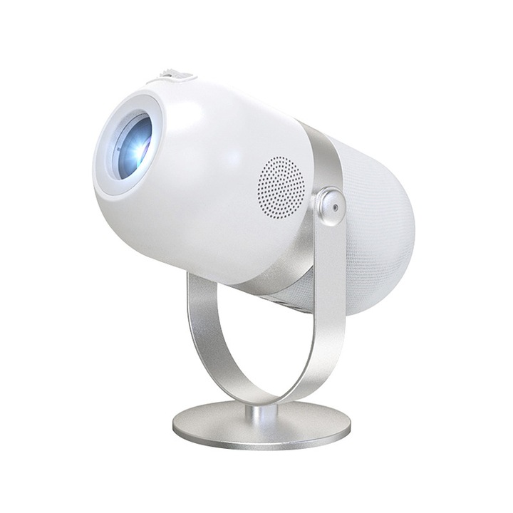 Proiector, 1280x720p, 4K HD, port tip C, monitorizare inteligenta a temperaturii, compact si portabil, alb