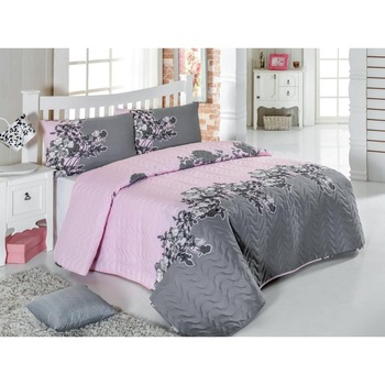 Set cuvertura + 2 fete de perna, pentru doua persoane Eponj Home, Rodez - Powder Set cuvertura + 2 fete de perna, pentru doua persoane Eponj Home, Rodez - Powder