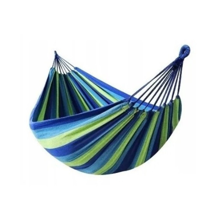 Hamac de gradina, pentru o persoana, cu sac de depozitare, multicolor, max 120 kg, 185x80 cm, KR22WZ2