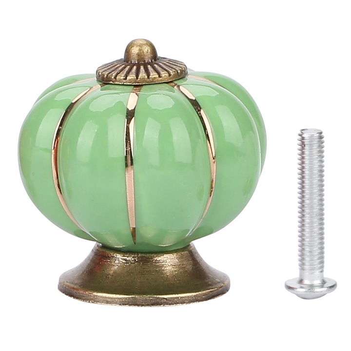 Butoane din dovleac din ceramica Tragere cu maner in stil european pentru mobilier de sertar dulap de camera (verde)
