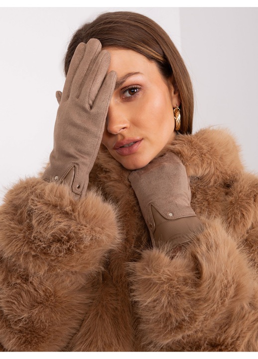Дамски ръкавици, Wool Fashion, Birdie, тъмнобежови, L/XL