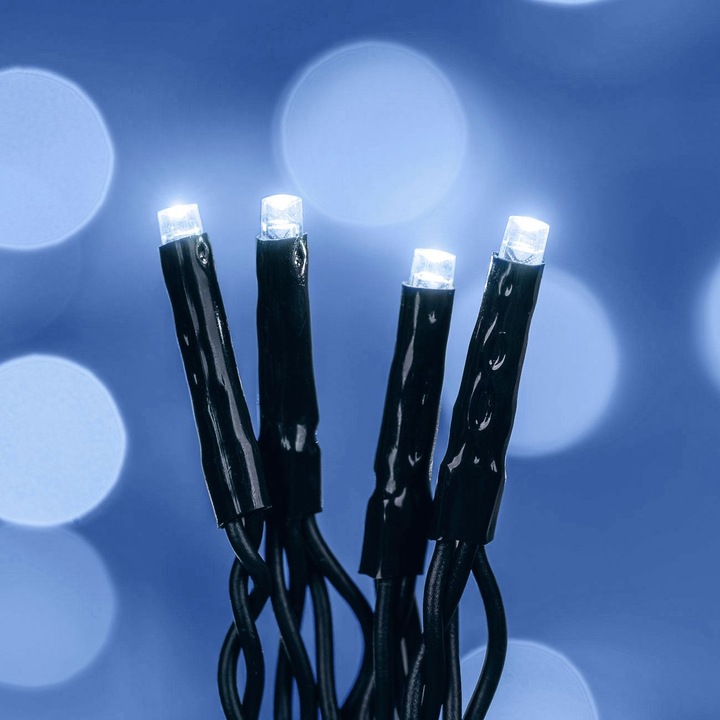 100 LED крушки 6,15 м Разтегателна система за осветление на закрито и на открито - Студена бяла светлина