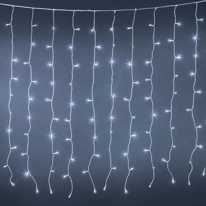 Perdea lumini LED 200 becuri, extensibilă 2m, interior/exterior - lumina rece