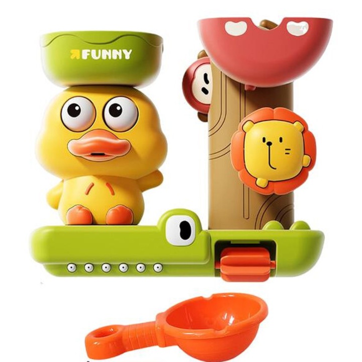 Fürdőjátékok gyerekeknek, kacsával és vízikerékkel, élénk színek, biztonságos kialakítás, 1-3 éves korig