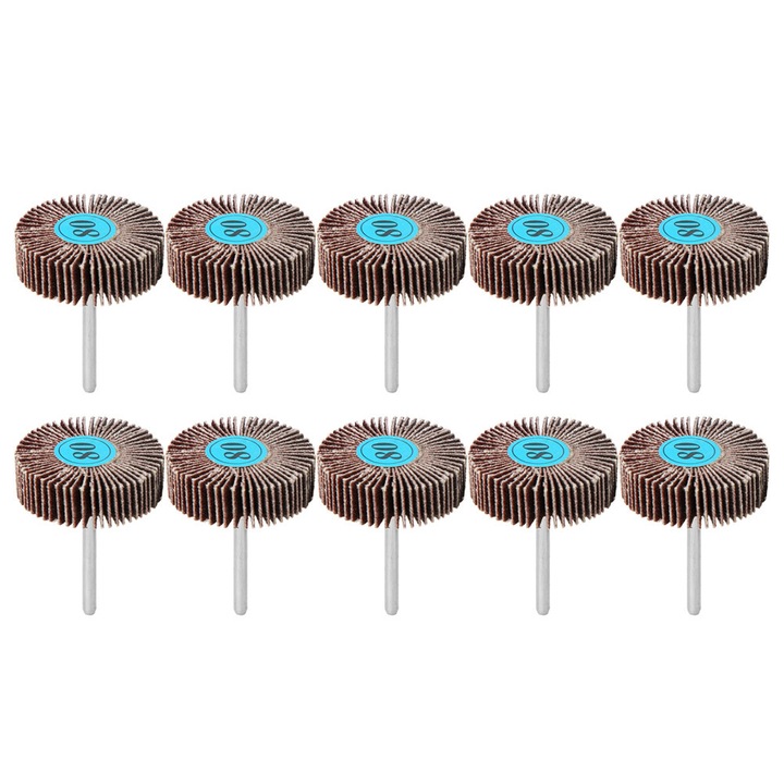 Set 10 roti de slefuire din material abraziv pentru polizor electric, metal, uz general