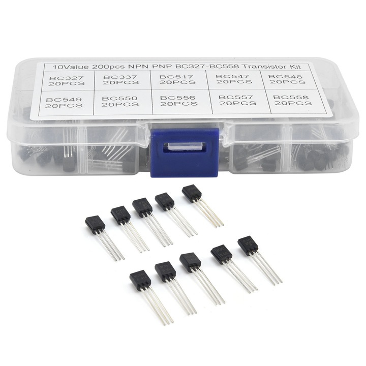 Set 200 tranzistori, Enforose, 10 modele, semiconductori, utilizare generala