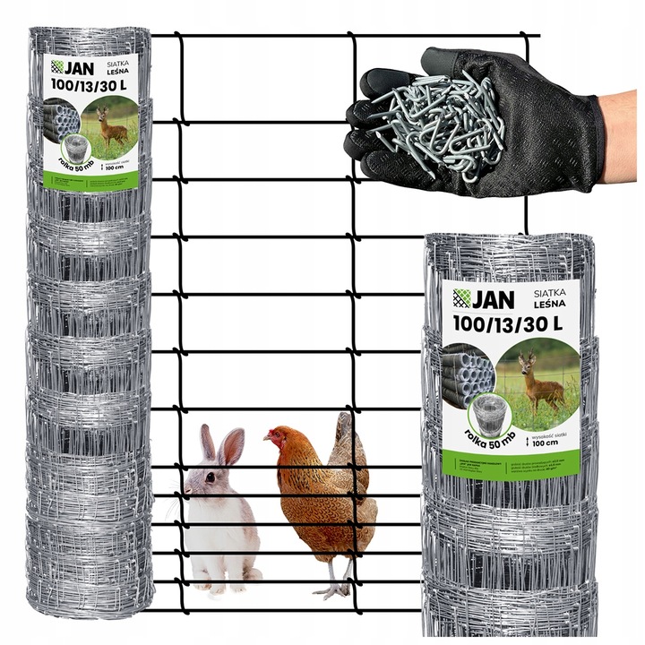 Plasa de imprejmuire forestiera, Metalica, Zincata 100/13/30 l, Inaltime 1 m, Lungime 50 m, Rezistenta la conditii meteorologice, Ideala pentru protectia terenurilor forestiere si agricole