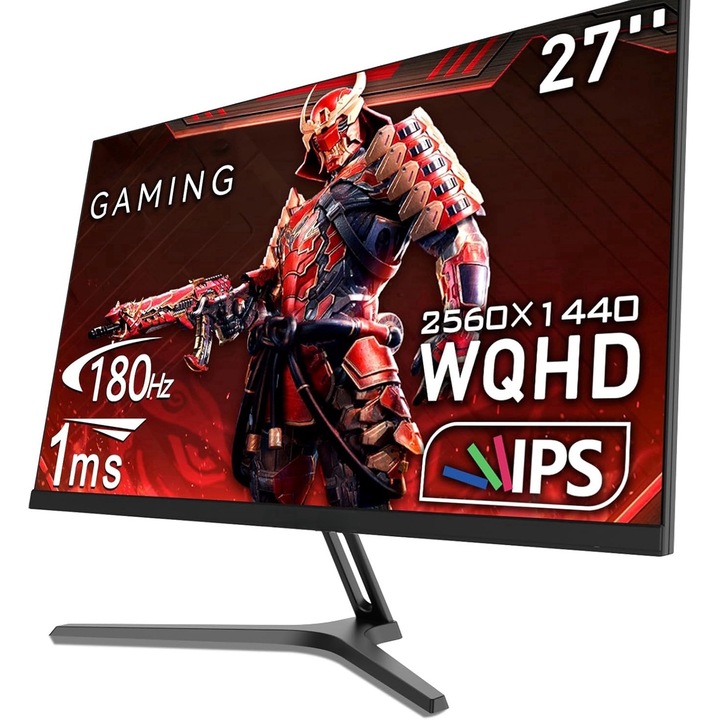 ILIKE gaming monitor, 2K QHD 2560P számítógép monitor, 180Hz, 16:9 27 hüvelykes, 1ms, VA IPS panel, DP1.2 + 2x HDMI, AdaptiveSync, keskeny káva, ultra-vékony kialakítás