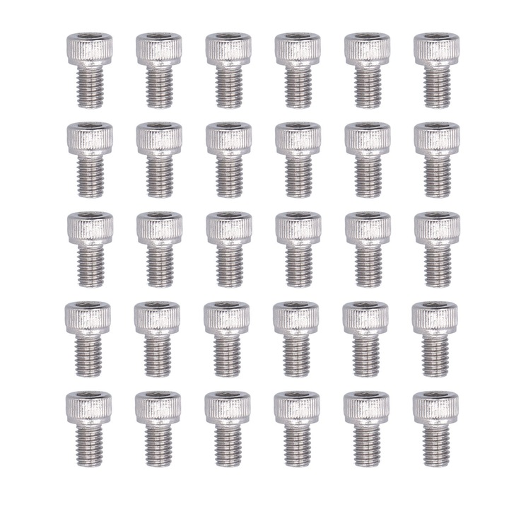30 buc suruburi M6 din otel inoxidabil 304 A2‑70 Set suruburi cu cap cilindric DIN 912