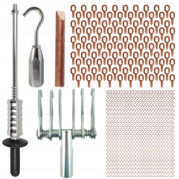 Ciocan Inertial M16, Cleste Cu 6 Carlige 4mm, Sarma Ondulata 320mm, Biti Drepti 1.5mm, Electrod 10mm, Set 100 Bucati, Multicolor