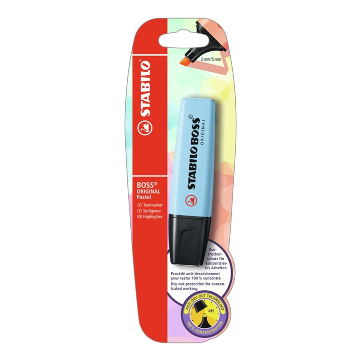 Textmarker Stabilo Boss Original Pastel, студено синьо, блистер