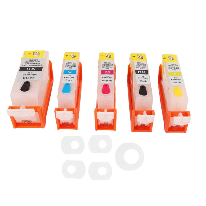 Set 5 Cartuse Cerneala PP 4 Culori, Rezistenta la Scurgeri, Compatibile cu Imprimante Inkjet