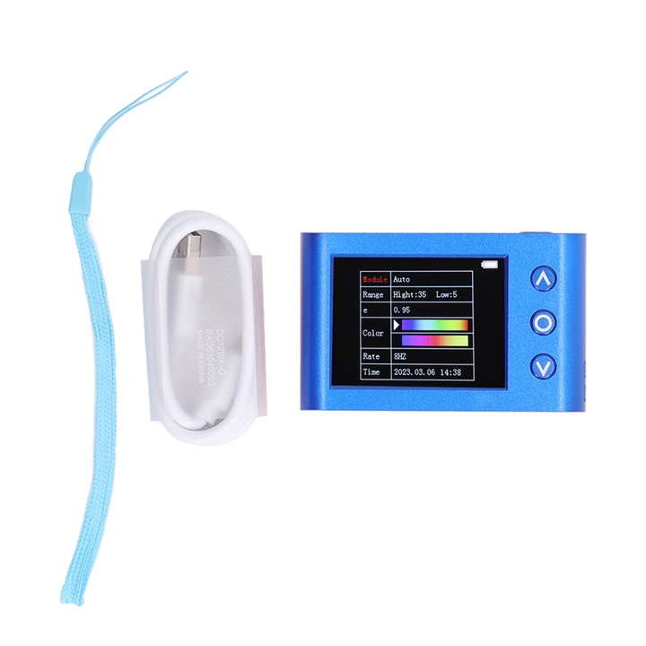 Hordozható hőkamera 4 hüvelykes LCD képernyővel, 320x240 felbontással, -40 és +300C közötti hőmérséklet-tartomány, Micro USB csatlakozóval