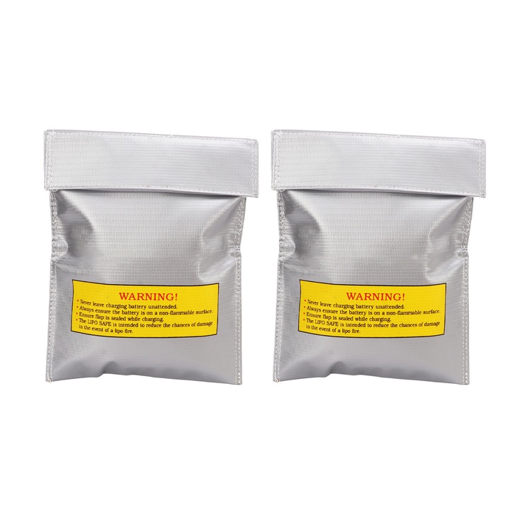 Комплект от 2 предпазни чанти за литиеви батерии, Enforose, огнеупорни, 180x230x5mm