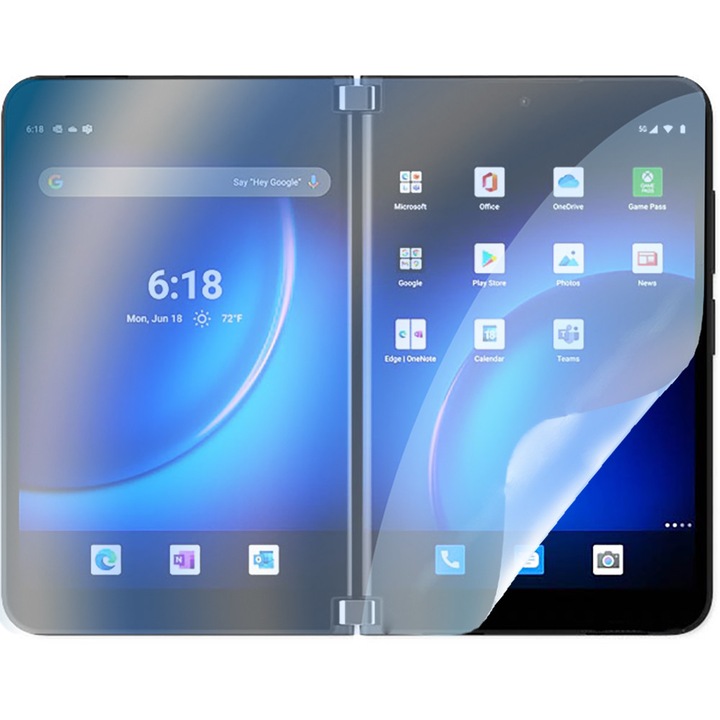Силиконово фолио Blue Guard OptiShield за Microsoft Surface Duo 2, против отблясъци, против удари, устойчиво на надраскване, филтър за синя светлина за защита на очите, лесно нанасяне, прозрачен