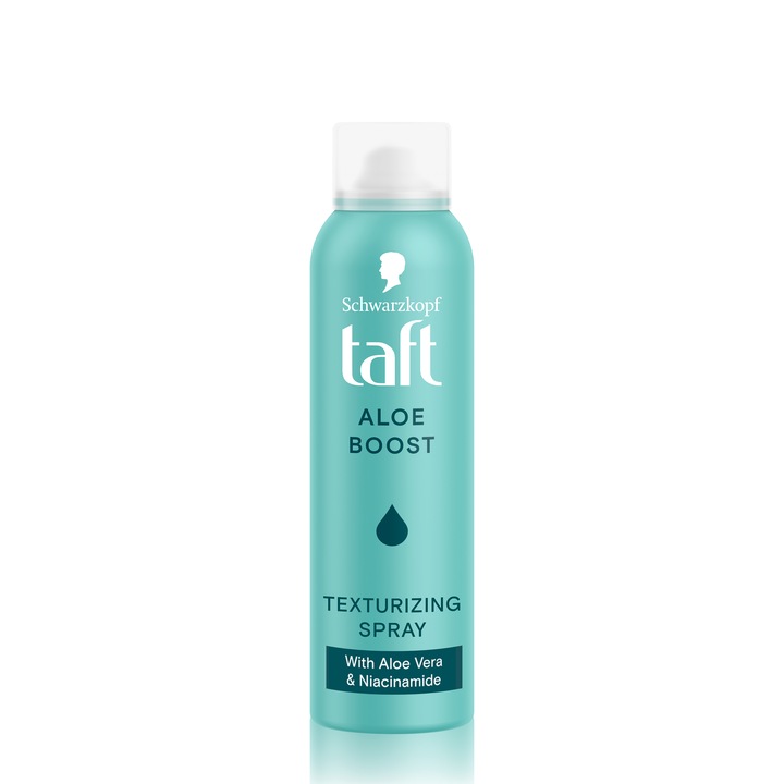 Spray de par texturizant Schwarzkopf Taft Aloe Boost, styling pentru bucle naturale si volum, spray de coafare pentru toate tipurile de par, ofera rezistenta si ingrijire, formula vegana, 150ml