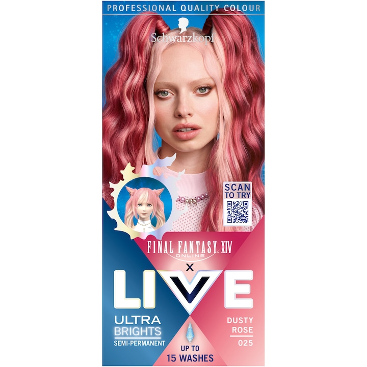 Vopsea de par semi-permanenta Schwarzkopf Live Final Fantasy XIV, 025 Dusty Rose, 80 ml