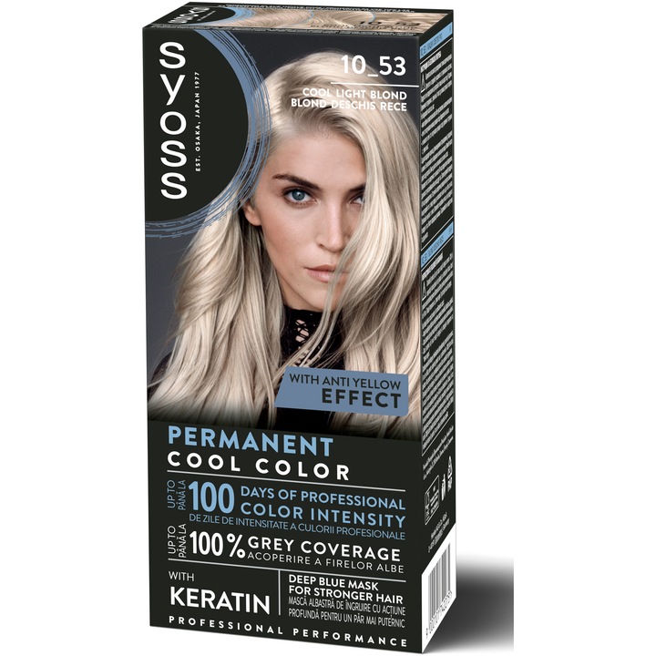 Перманентна боя за коса Syoss Color Baseline 10-53 Cool Light Blonde, 115 мл