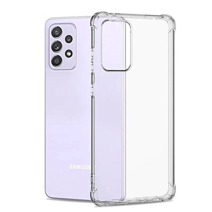 Mat-Tech védőtok kompatibilis: Samsung Galaxy A52 4G / A52 5G / A52s 5G, kameravédelem, ütésálló sarkok, pontos kivágások, ütésállóság, átlátszó