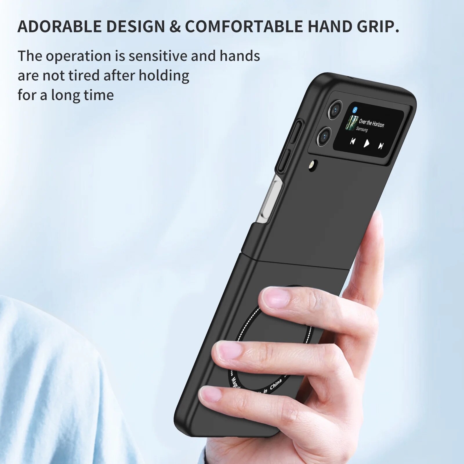 Husa compatibila cu Samsung Galaxy Z Flip 3, Tehnologie MagSafe, protectie camera, All Black