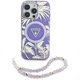 Husa Guess pentru iPhone 16 Pro, Compatibila cu Magsafe, Model IML Palm Trees Triangle, Pearl Strap, GUHMP16LHPCTPLSU, Mov