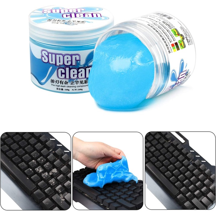 Gel curatare tastatura 190g, ecologic, parfum lamaie, reutilizabil