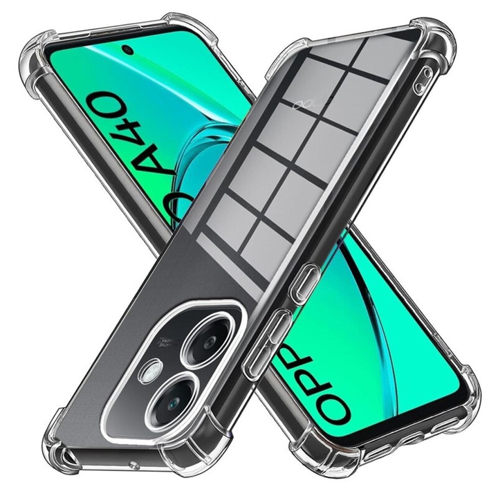 Защитен калъф Mat-Tech, съвместим с Oppo A40 4G / A40M 4G / Oppo A60 5G, защита на камерата, ъгли против удари, прецизни изрези, устойчивост на удар, прозрачен