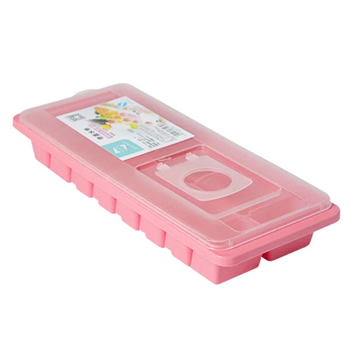 Forma cuburi de gheata, multicolor, 16 cavitati, cu capac, plastic